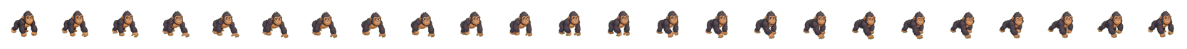 Gorilla Walk sprite sheet with twenty-four animation frames