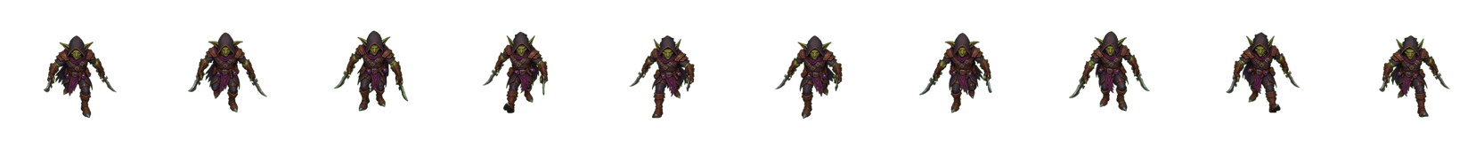New clean south walk sprite sheet with ten south-walk animation frames